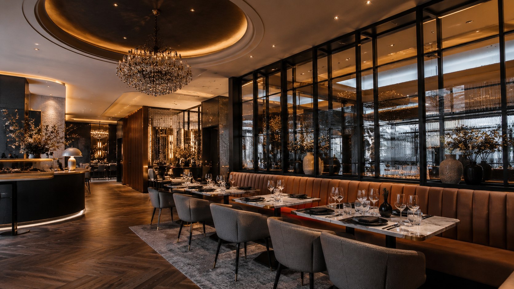 Design inspiration: restaurant seating with rich timber and ambient lighting